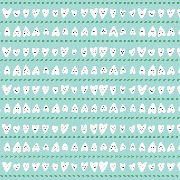 Smiling Hearts in Aqua Blue