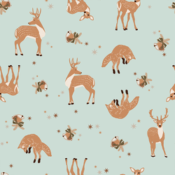 Deer and Fox in Mint