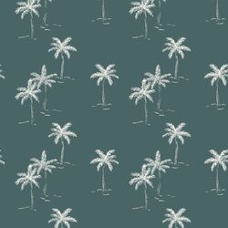 Sketched Palms in Teal Blue