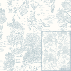 Joyful Farm Toile in Baby Blue