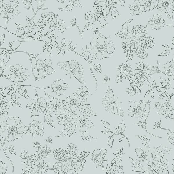 Sketched Garden in Light Eucalyptus