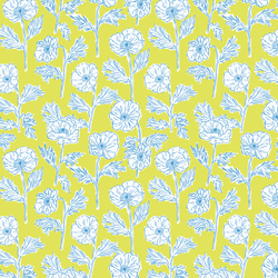 Painted Poppies in Lime Blue