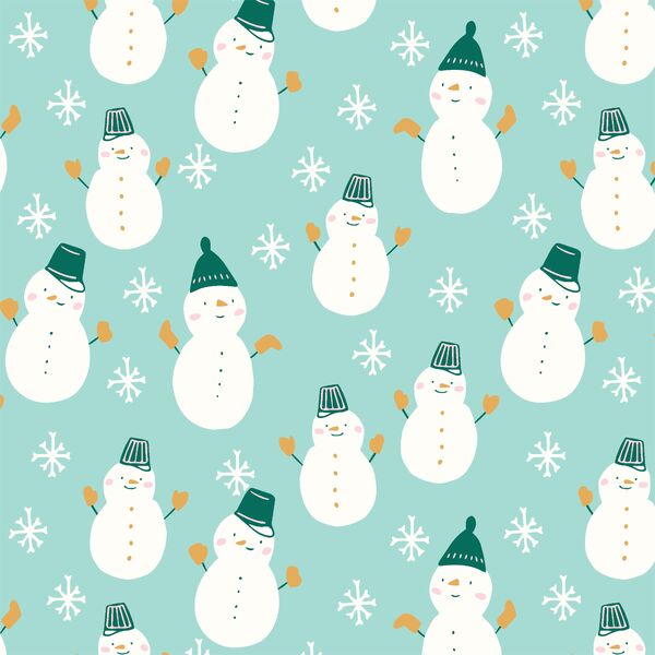 Snowmen in Peaceful Aqua