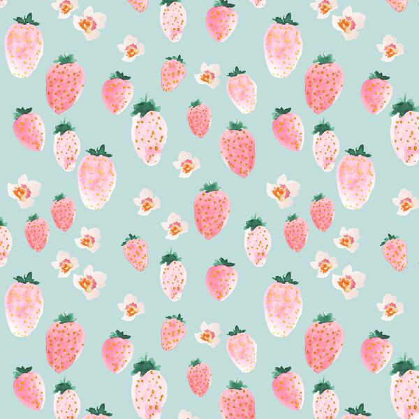 Strawberry Blossom in Soft Aqua