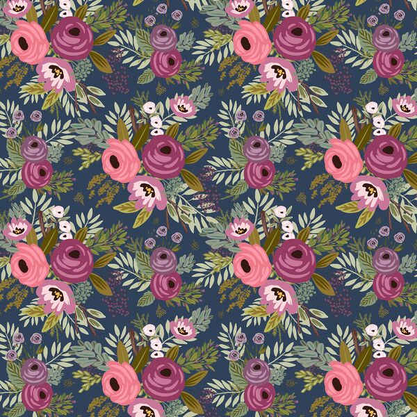 Lush Gardens in Dark Sapphire