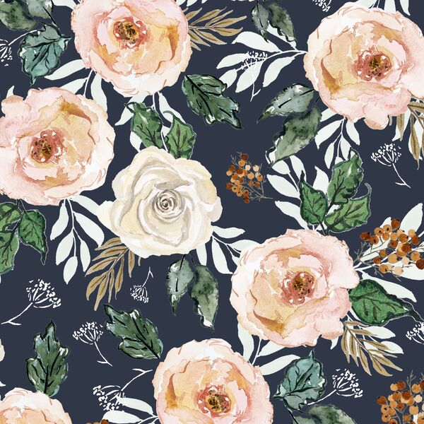Large Frosted Floral in Evening Blue