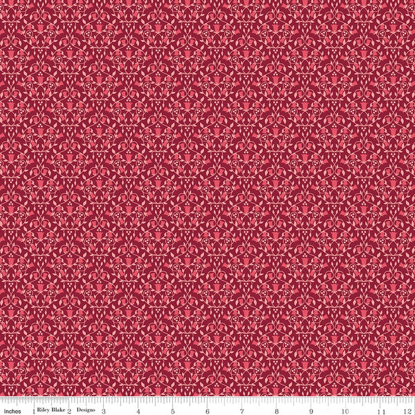 Damask in Dahlia Red