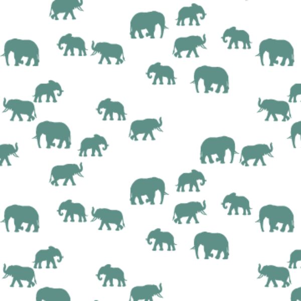 Elephant Silhouette in Agate on White