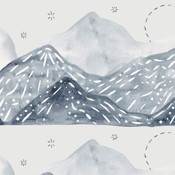 Large Moonlit Mountainscape in Mist