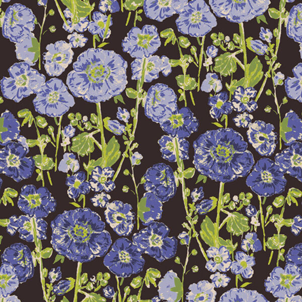 Hollyhocks in Bloom in Periwinkle