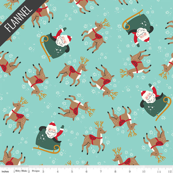Reindeer Toss Flannel in Aqua