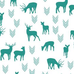 Deer Silhouette in Jade on White