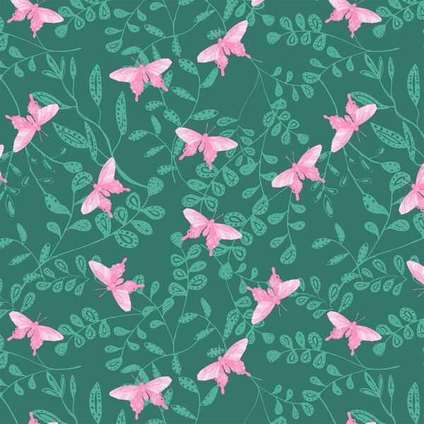 Boho Butterflies in Jade Green