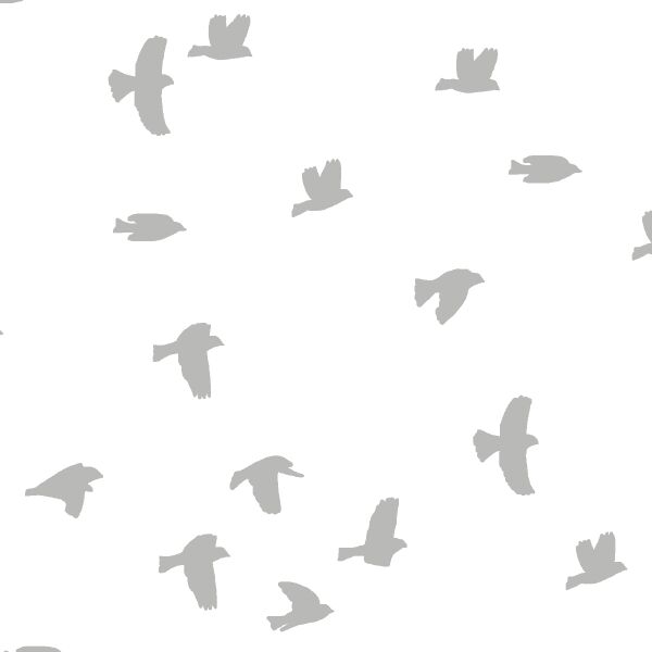 Flock Silhouette in Pebble on White