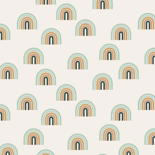 Small Retro Rainbows in Green and Mustard