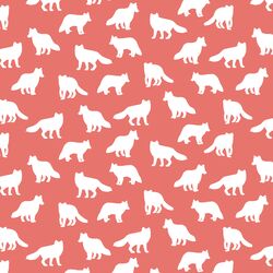 Little Fox Silhouette in Living Coral