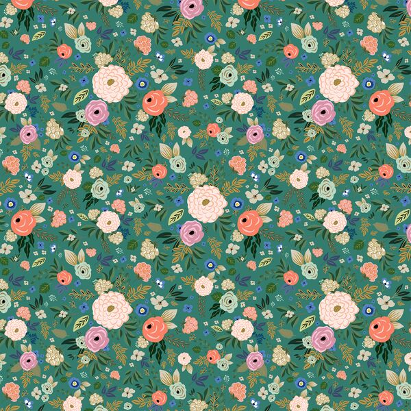 Small Deco Floral in Malachite Green