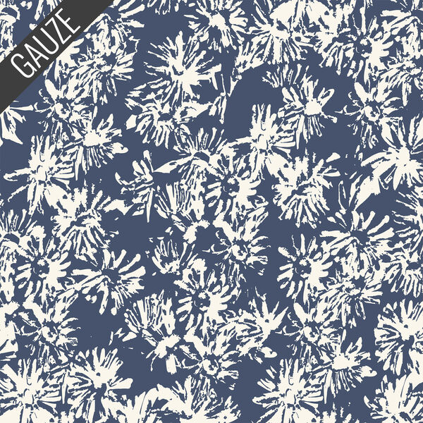 Wild Blooms Double Gauze in Blue