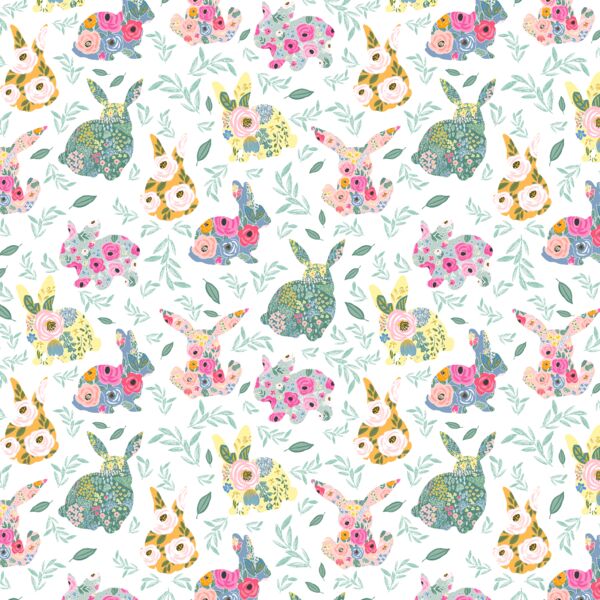 Little Floral Bunnies in Frolic