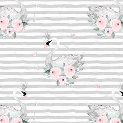 Blush Swans in Silver Stripes