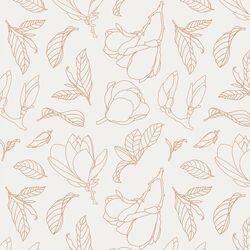 Magnolia Line Art in Tawny on Off White