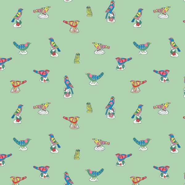 Antique Birds in Light Green
