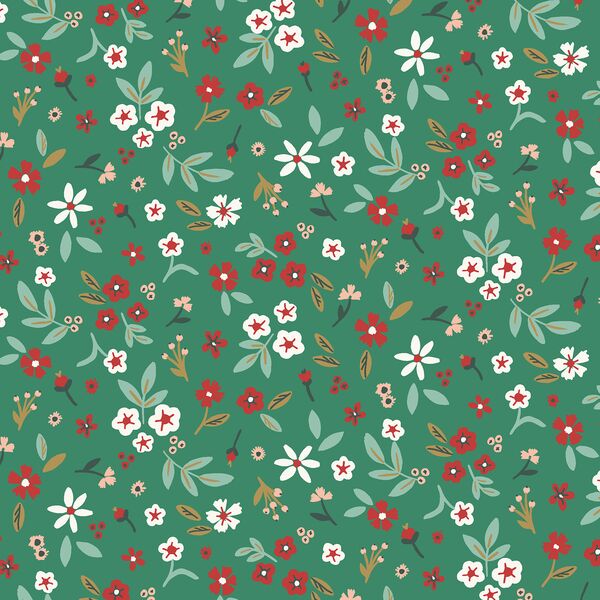 Holiday Floral in Crisp Green