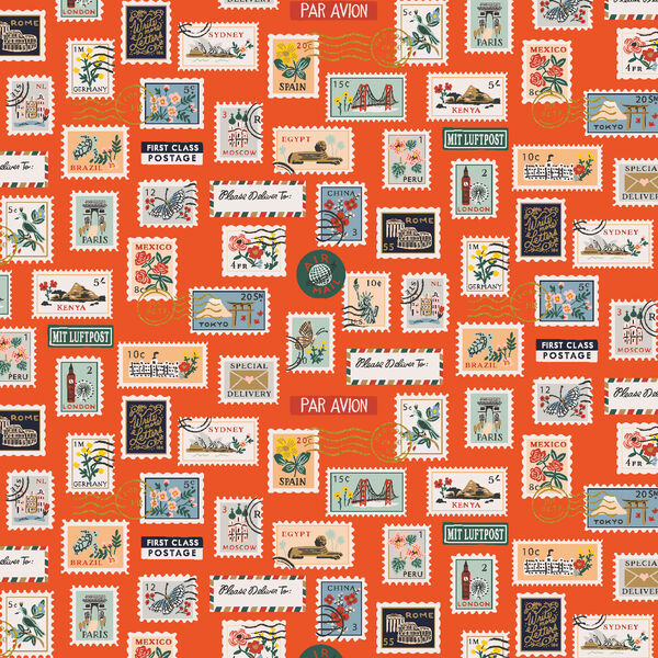 Postage Stamps in Red