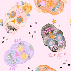 Large Sugar Skulls in Pink Cloud