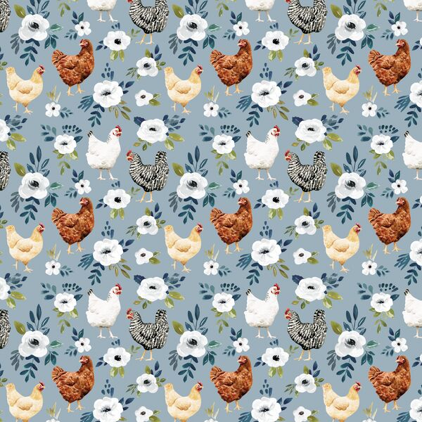 Little Garden Chickens in Slate Blue