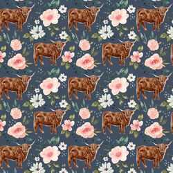 Little Highland Cow in Navy