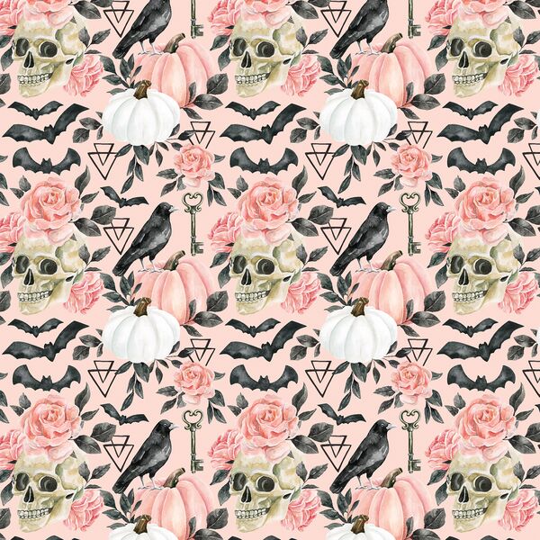 Small Halloween Floral in Powder Pink