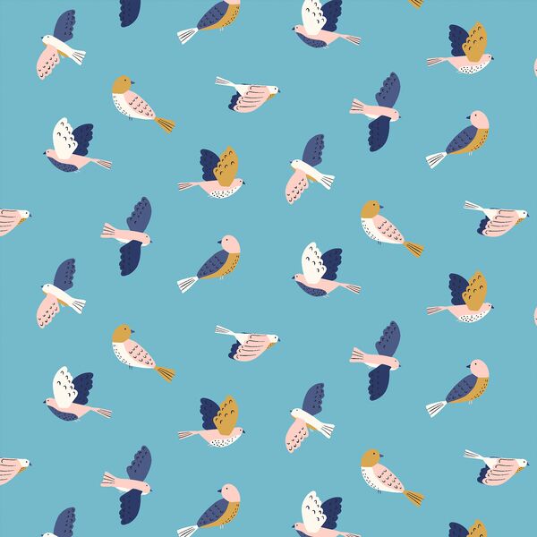 Birds in Sky Blue
