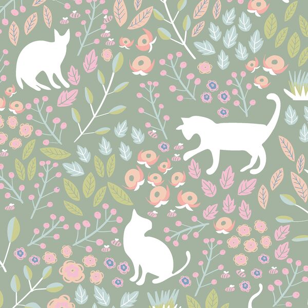 Large Cat Garden in Soft Green