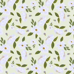 Scattered Blooms in Pastel Green