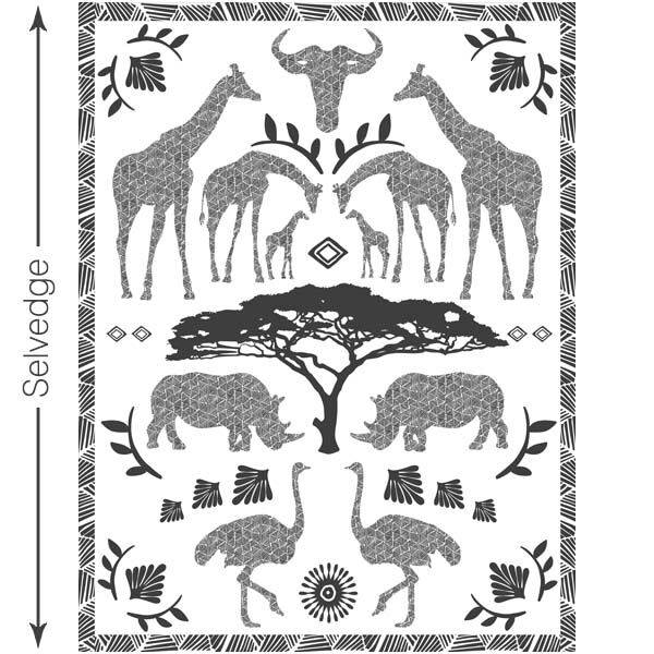 Zambezi Quilt Panel in Onyx
