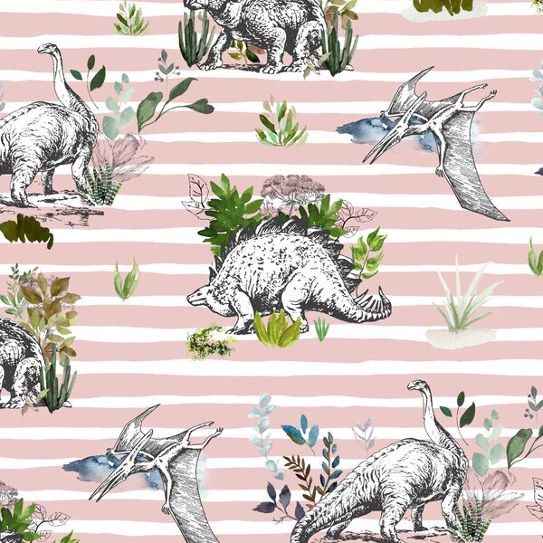 Dinoland in Blush Stripes