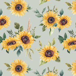 Fall Sunflowers in Dewy Green