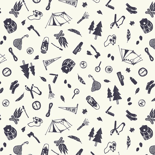 Camping Supplies Silhouette in Maritime Navy