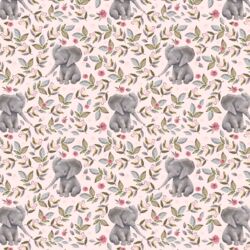 Little Floral Baby Elephant in Soft Blush