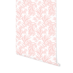 Pretty Palm Fronds in Powder Pink on White