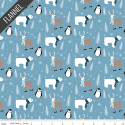 Winter Magic Winter Animals Flannel in Blue