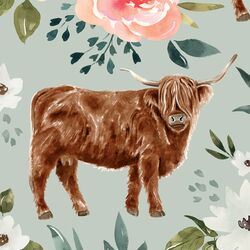 Large Highland Cow in Mint