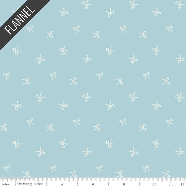 Sweet Cotton Tales Bows Flannel in Blue