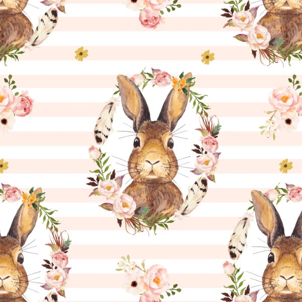 Bunny Love on Stripes in Pale Peach