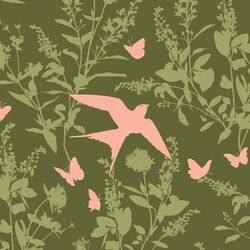 Swallow Study in Dark Forest Green