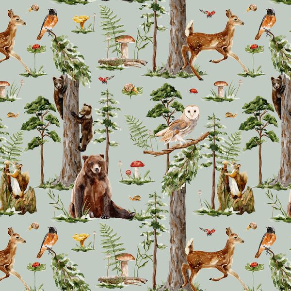 Forest Friends in Misty Green