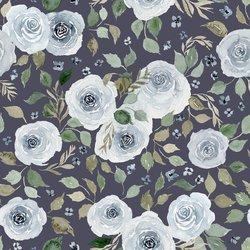 Large Mountain Floral in Navy