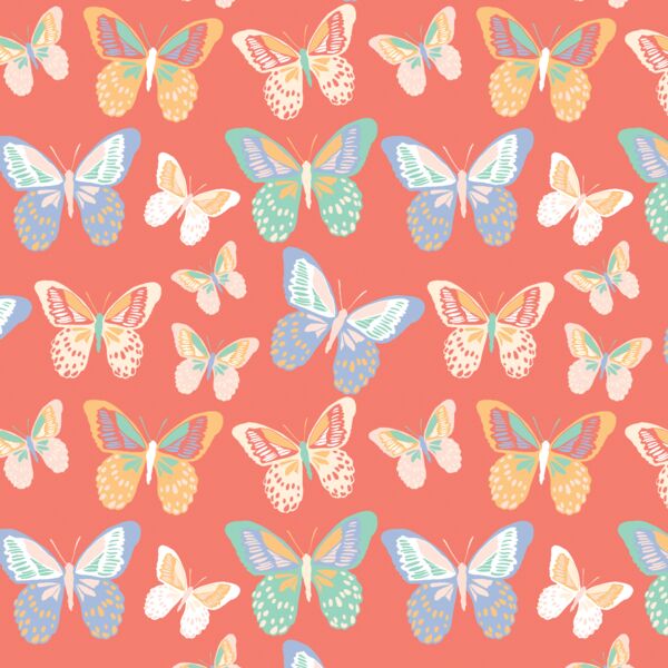 Little Butterflies in Bright Coral