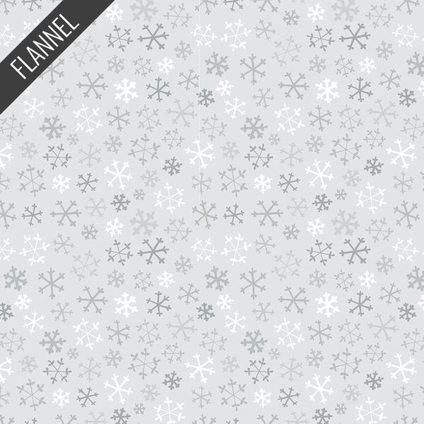 Snowflakes Flannel in Mist Gray
